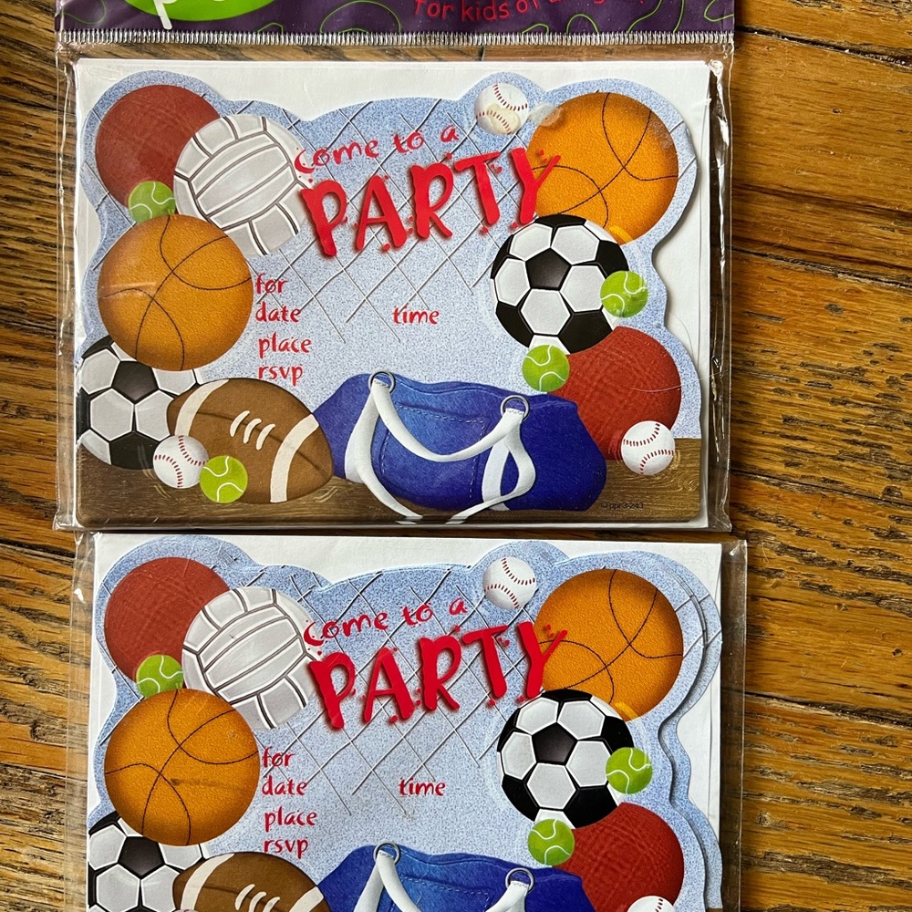 Vibrant Red and Brown Sports Party Invitations